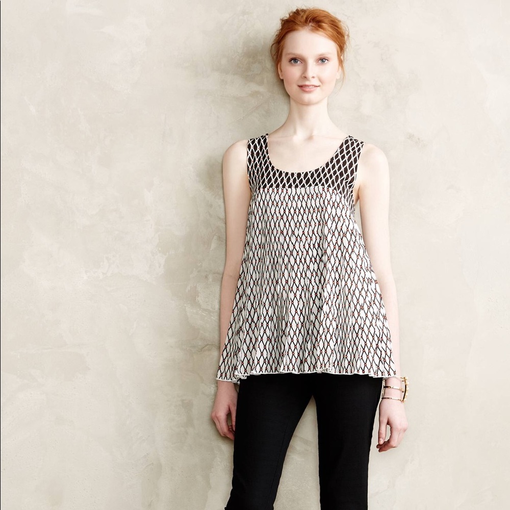 Anthropologie Delettta pleated lattice tank